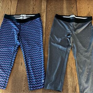 2 Soffe Black and Gray & blue zig zag Low Rise capris - juniors large, like new